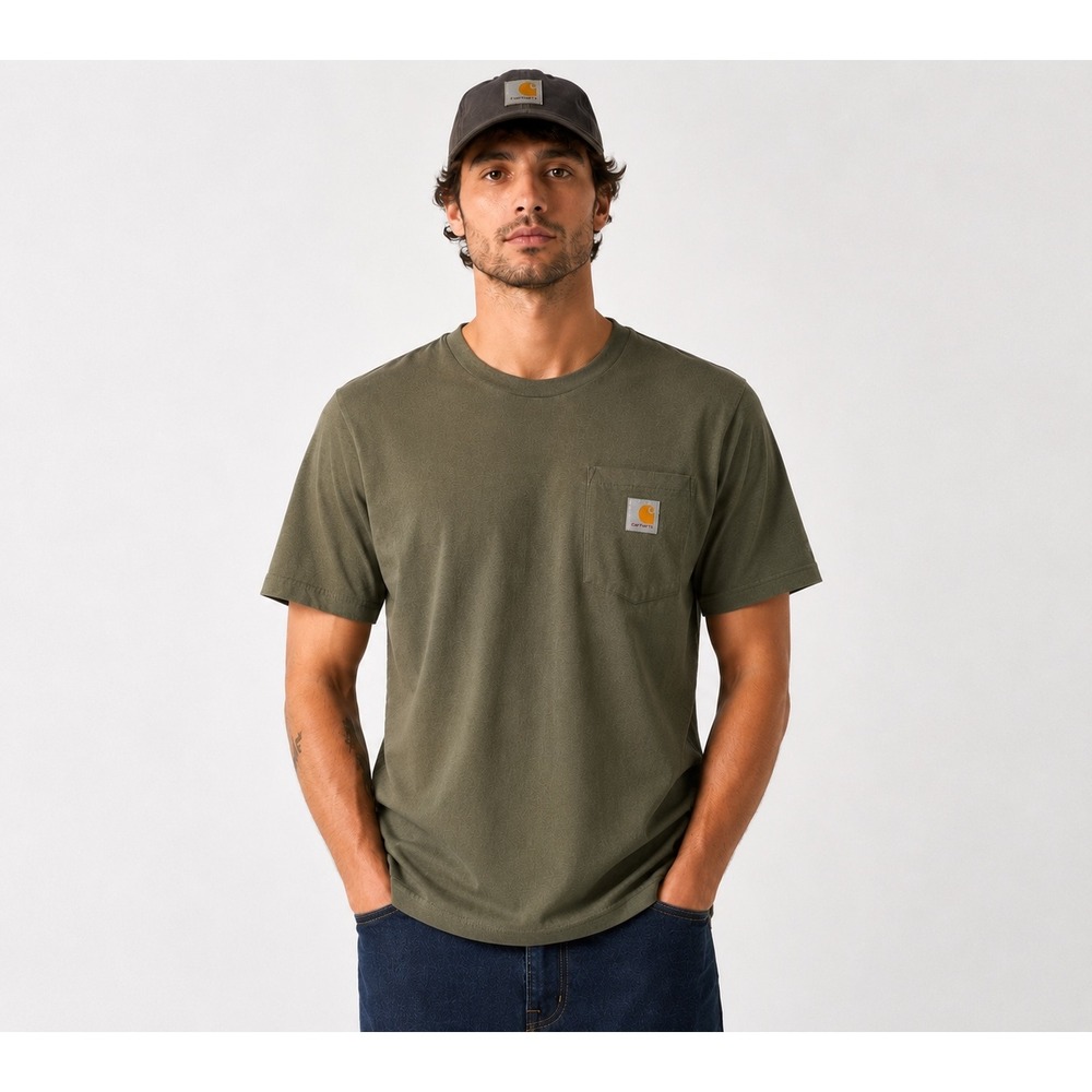Carhartt Pocket Tee Mens M Olive Green Relaxed Fit Gorpcore Streetwear